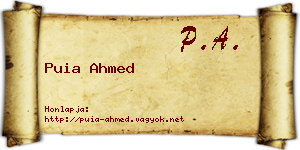 Puia Ahmed névjegykártya